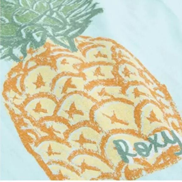 Roxy Girls Colorful Pineapple Tie Front T-Shirt Mint Green S/8 Crop - Picture 4 of 6